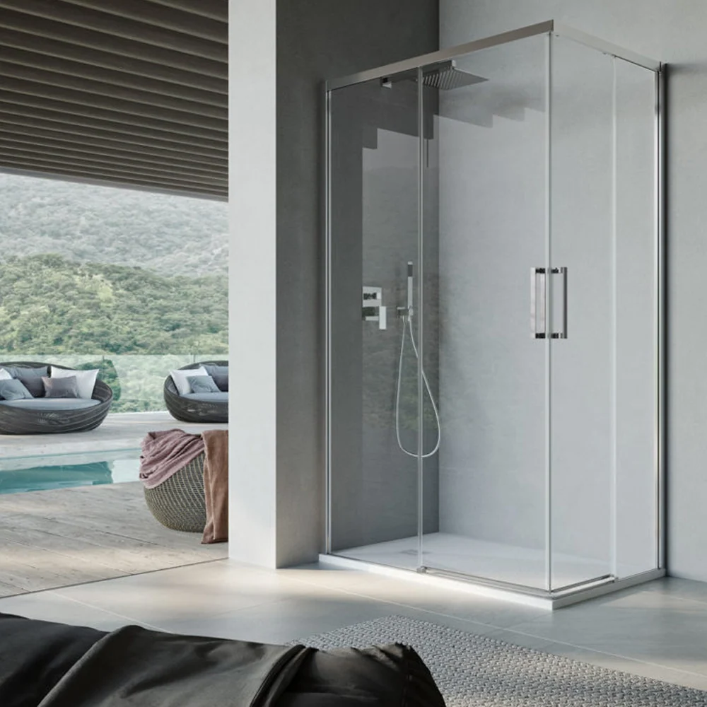 Rectangular shower enclosure angular opening cm 90x75 Lauren model tempered crystal mm 8 -LEFT SIDE