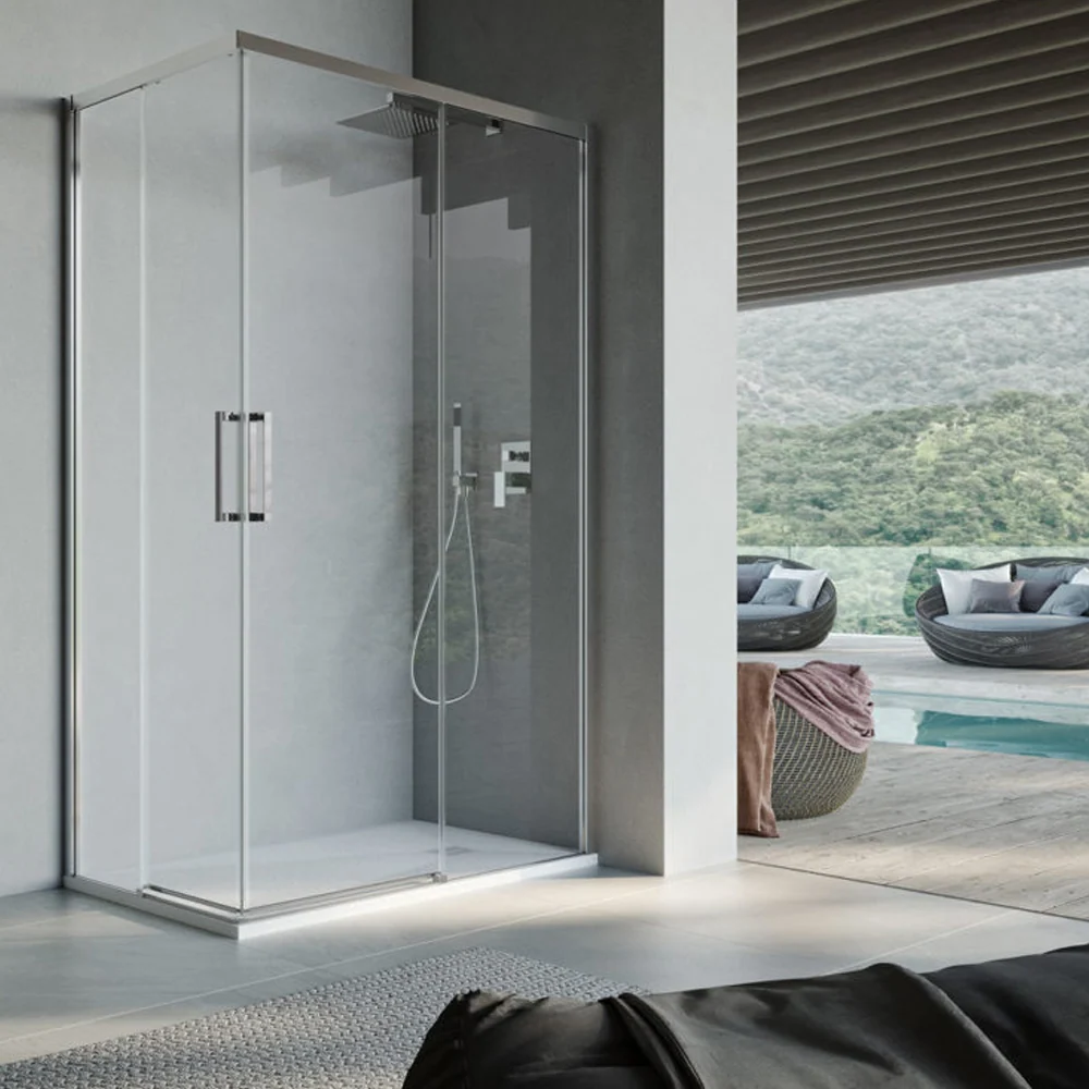 Rectangular shower enclosure corner opening cm 80x90 Lauren model 8 mm tempered glazen - RIGHT SIDE