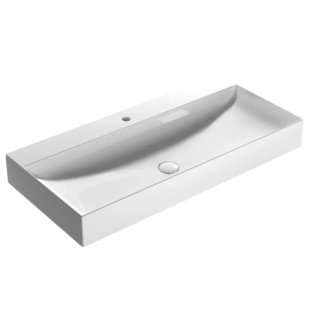 Rectangular sink T-Edge 100x47x12 cm Globo Aardewerk Glossy white