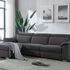 Relaxhoekbank van stof antraciet PEDRERA - Hoek links - Koop nu uw online meubelshop