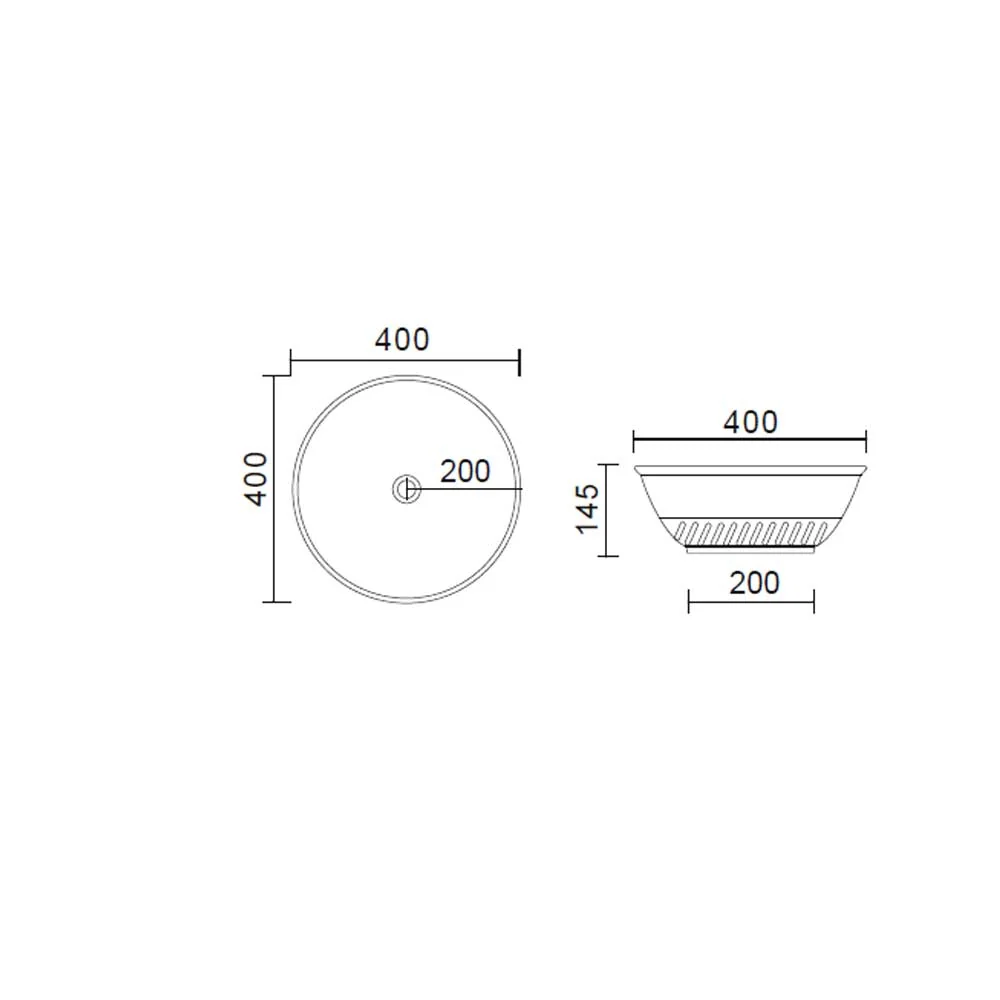 Round countertop sink Slim steengoed gray cement diameter 40 cm and height 14.5 cm