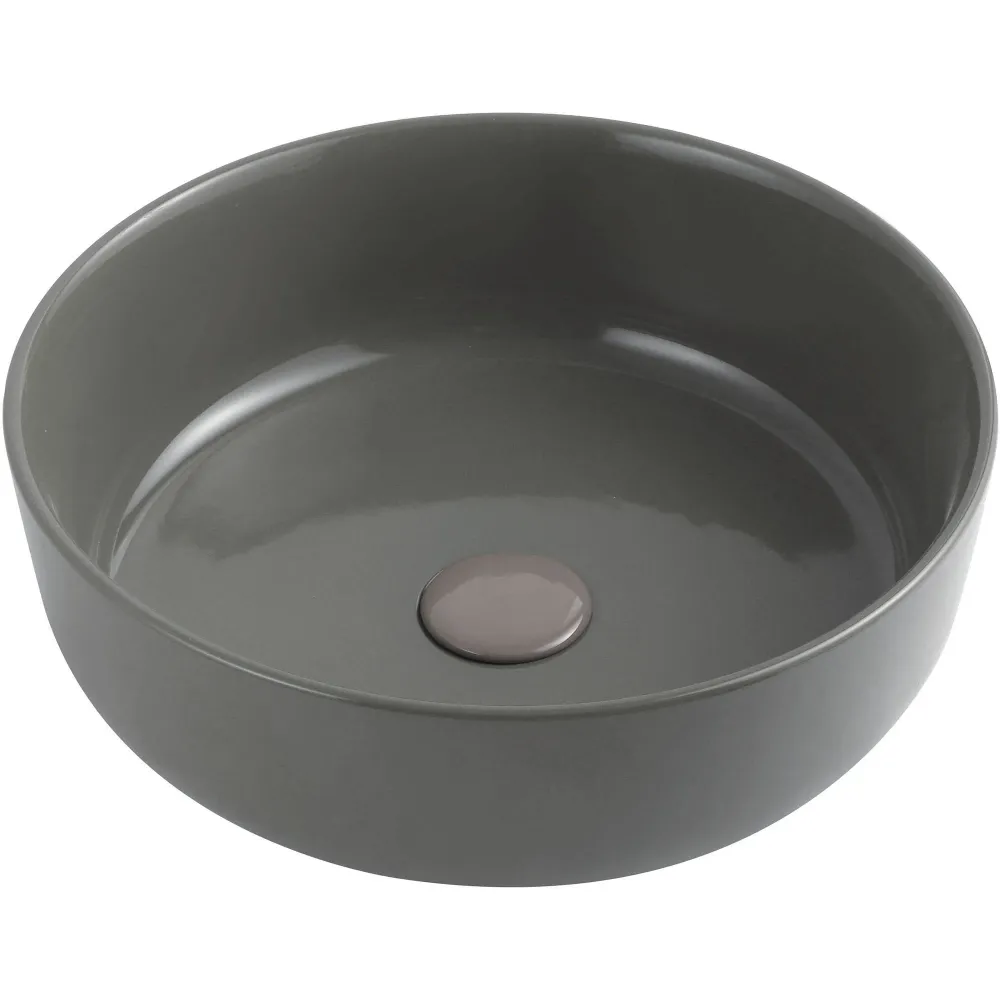 Round countertop sink Smal ceramic gray cement diameter 33 cm