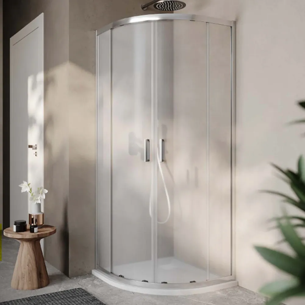 Semicircular shower enclosure 80x80 cm Loop model 6 mm frosted textured Smart Clean anti-limescale glaswerk