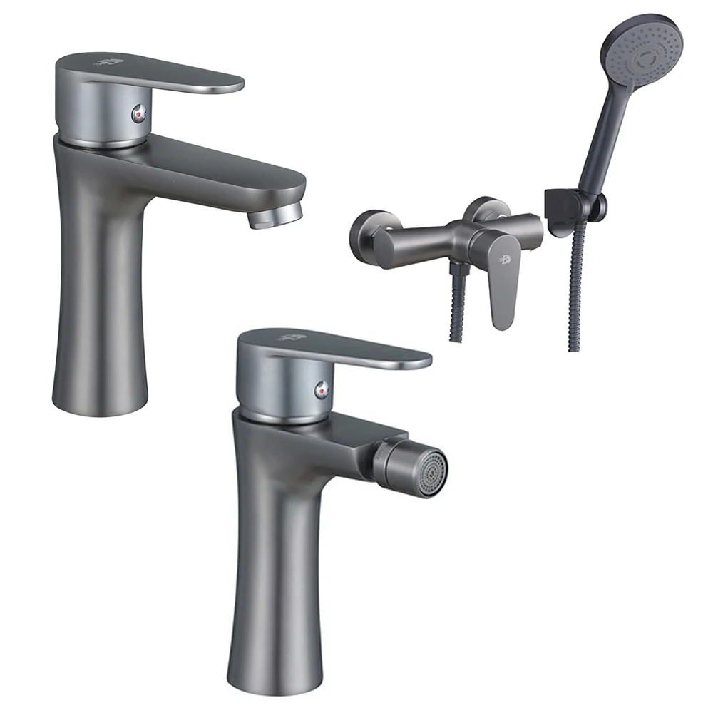 Set faucet mixers sink and bidet drains and external shower hand shower Elizabeth series brushed ebbenhout nickel
