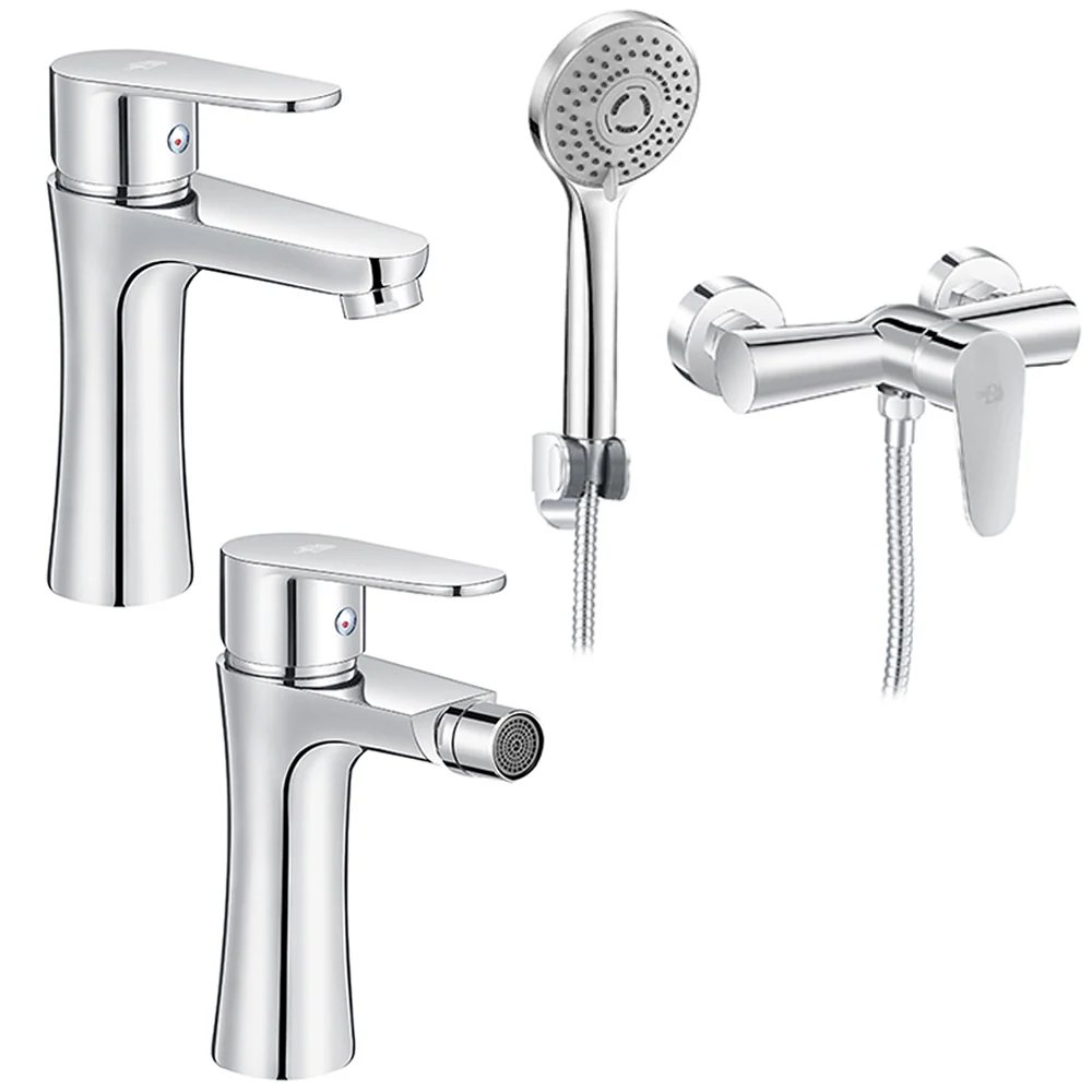 Set faucet mixers sink and bidet drains and external shower hand shower Elizabeth Metaalglans series