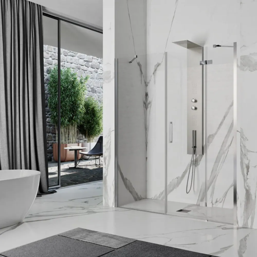 Shower enclosure niche right hinged door 100+90 cm Atlas model 8 mm tempered glaswerk