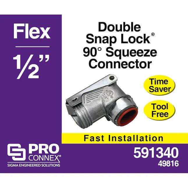 Sigma ProConnex 1/2- 90-Degree Buigzaam Die Cast Zinc Squeeze Connector Conduit Fittings