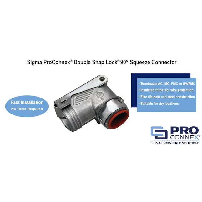 Sigma ProConnex 1/2- 90-Degree Buigzaam Die Cast Zinc Squeeze Connector Conduit Fittings