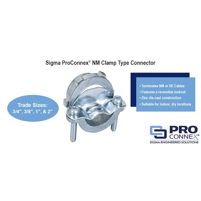 Sigma ProConnex 3/8- Die Cast Zink Clamp-on Type Service Entrance Connector Conduit Fittings (10-Pack)