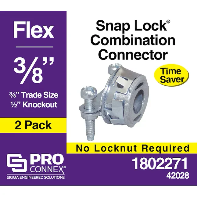 Sigma ProConnex 3/8- Flexible Die Cast Zink Combination Connector Conduit Fittings (2-Pack)