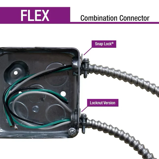 Sigma ProConnex 3/8- Flexible Die Cast Zink Combination Connector Conduit Fittings (2-Pack)
