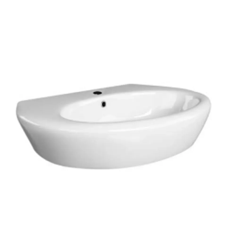 Single-hole countertop sink Claim ivoor ceramic overflow 68x30 cm
