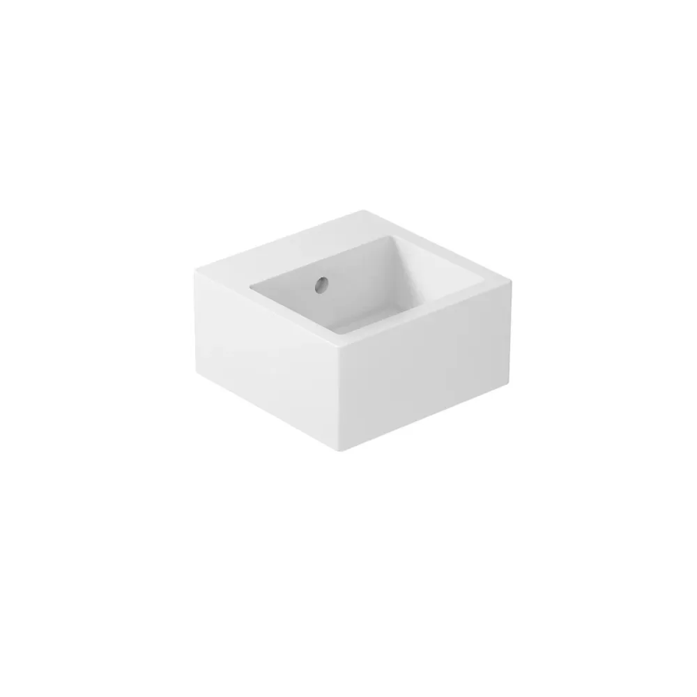 Square countertop/wall-mounted sink Plus Design series Ceramica Galassia - Glossy melkwit 30x30cm