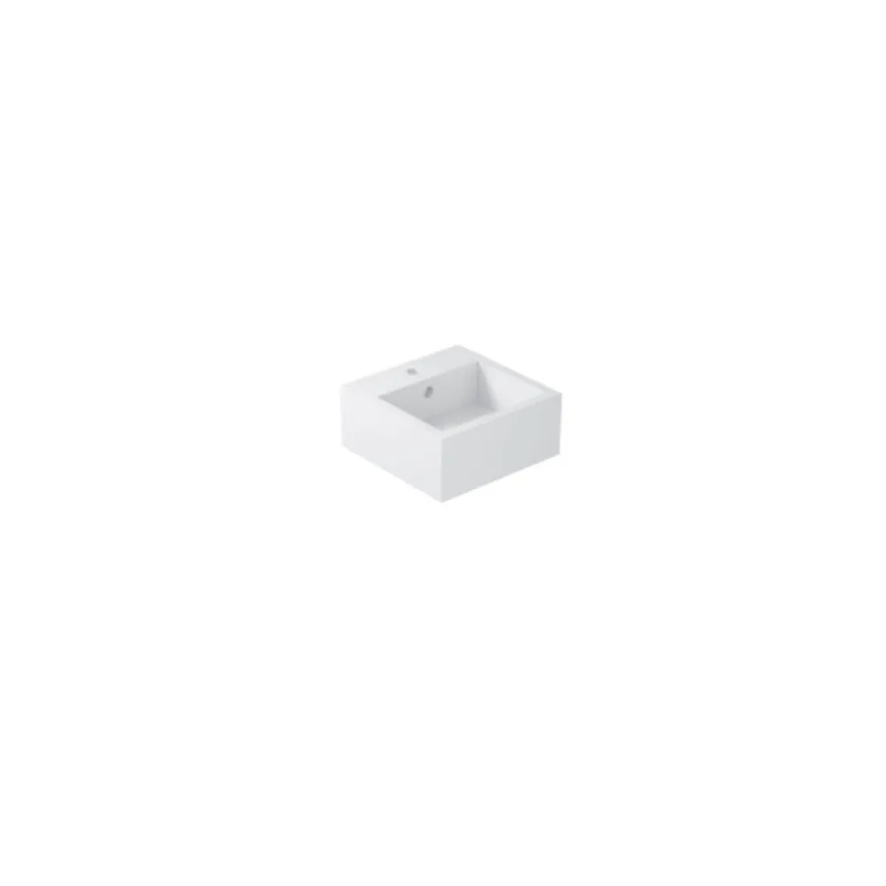 Square countertop/wall-mounted sink Plus Design series Ceramica Galassia - Glossy melkwit 30x30cm