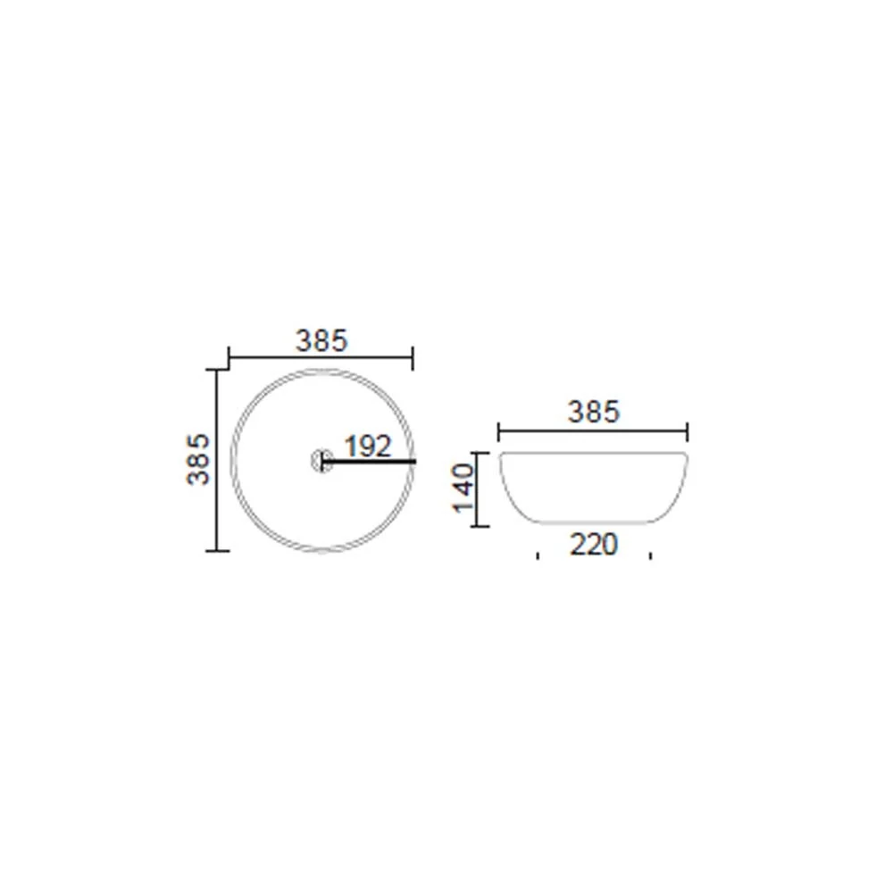 Strak countertop sink sand ceramic diameter 38.5 cm