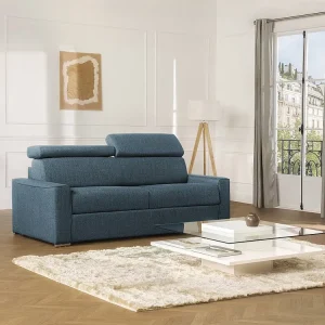 Vierzits slaapbank van stof VIZIR - Blauw - 160 cm - Matras 22 cm van