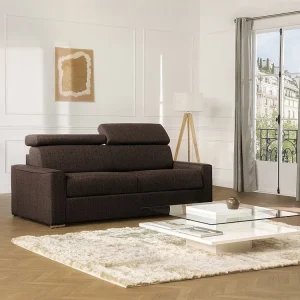 Vierzits slaapbank van stof VIZIR - Bruin - 160 cm - Matras 22 cm van