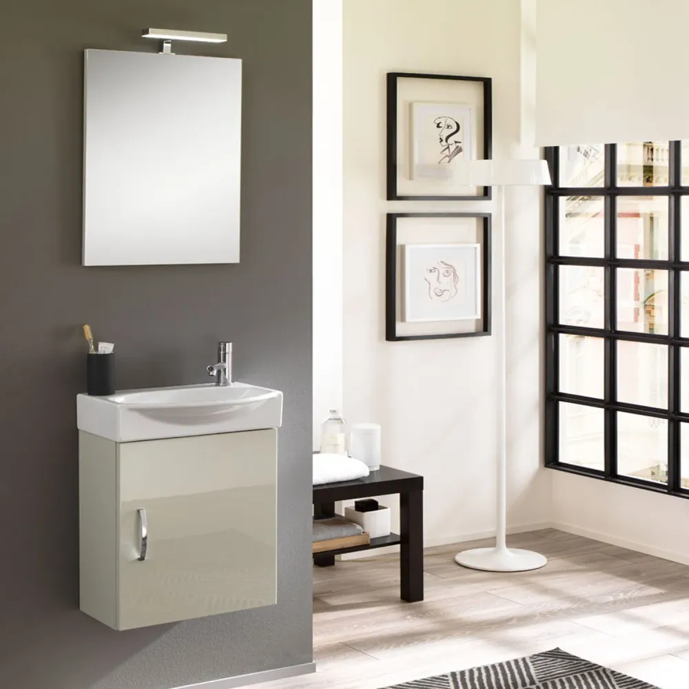 Wall-mounted bathroom cabinet Mini 42 cm 42x190x29.5 spiegelend lacquered cloud gray