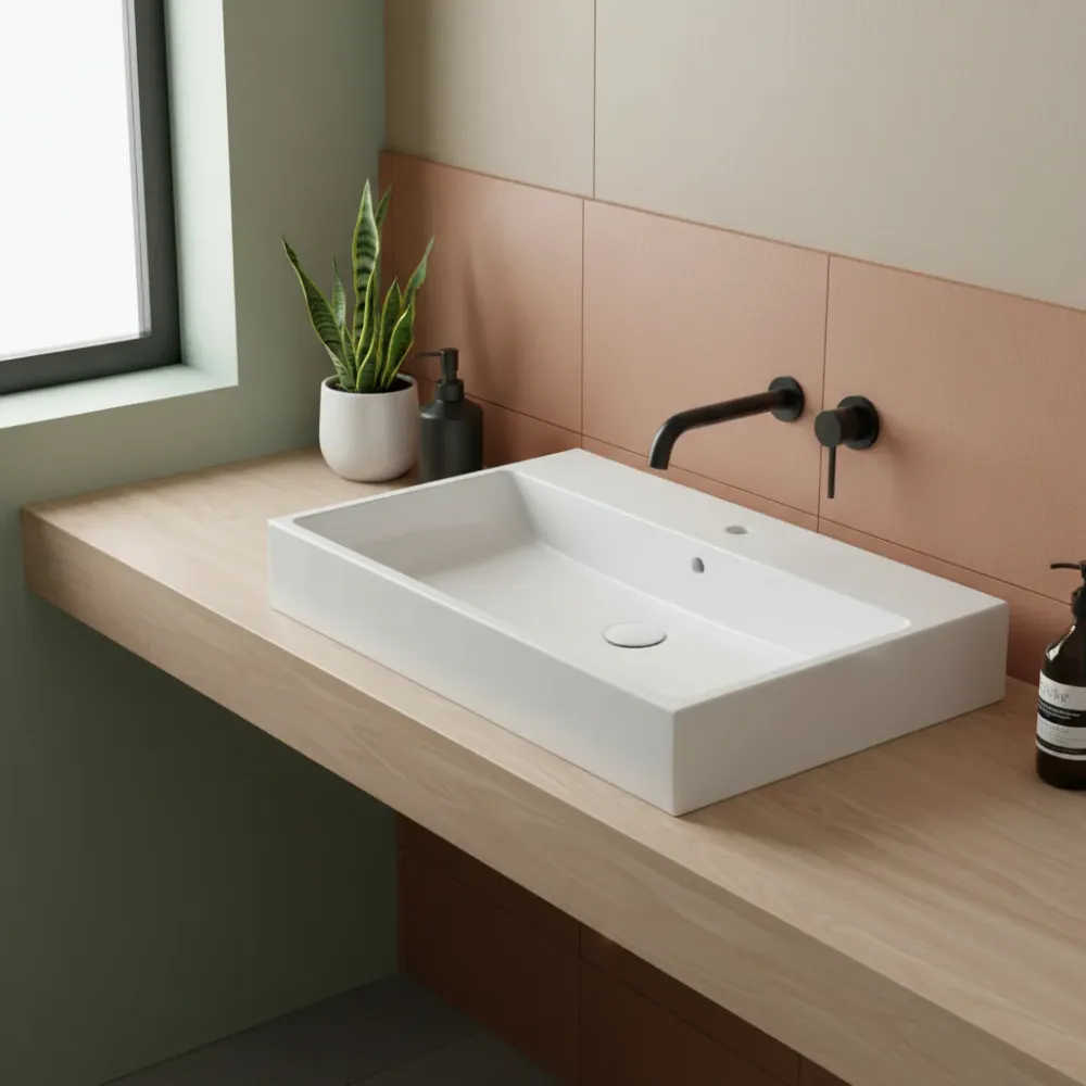Wall-mounted or countertop ceramic sink Globo model Klassiek 80x50