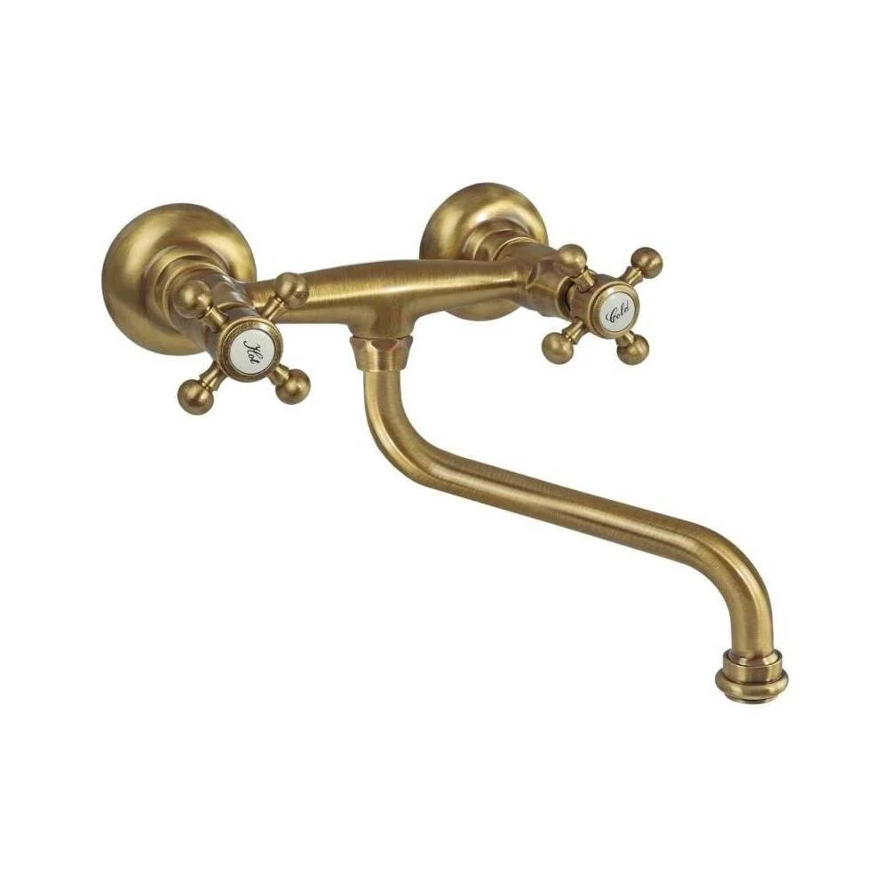 Wall-mounted sink group adjustable "S" spout Belinda series model FBLV161BR bronze Paffoni