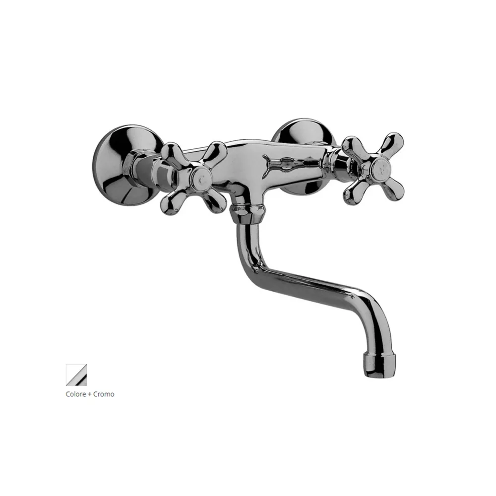 Wandmodel sink group adjustable "S" spout diameter 18 x 180 mm Paffoni Iris series - White