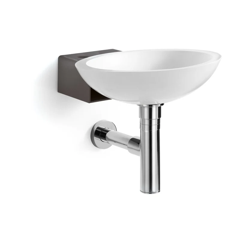 Wandopstelling sink support, free drain plug and siphon Mattstone Lineabeta Ciuci collection 35x31.5 cm White Anthracite s...