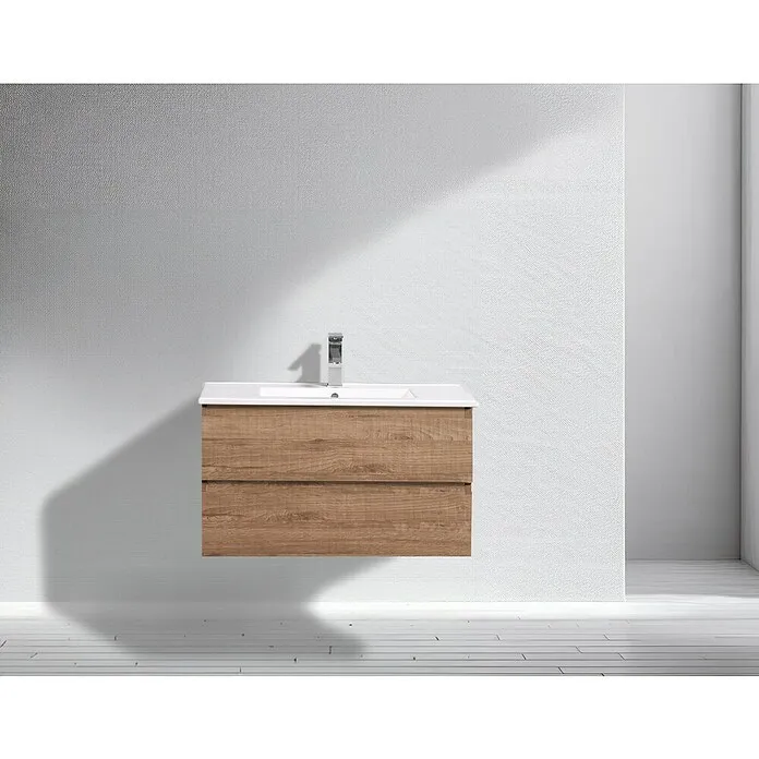 Wastafelonderkast - b x d x h: 80 x 50 x 46 cm, Eiken Naturel