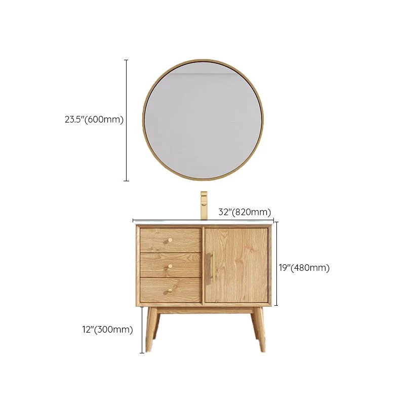 Wood Freestanding Vanity Set Drawers Rectangle Individueel Sink Bathroom Vanity Mirror 24l