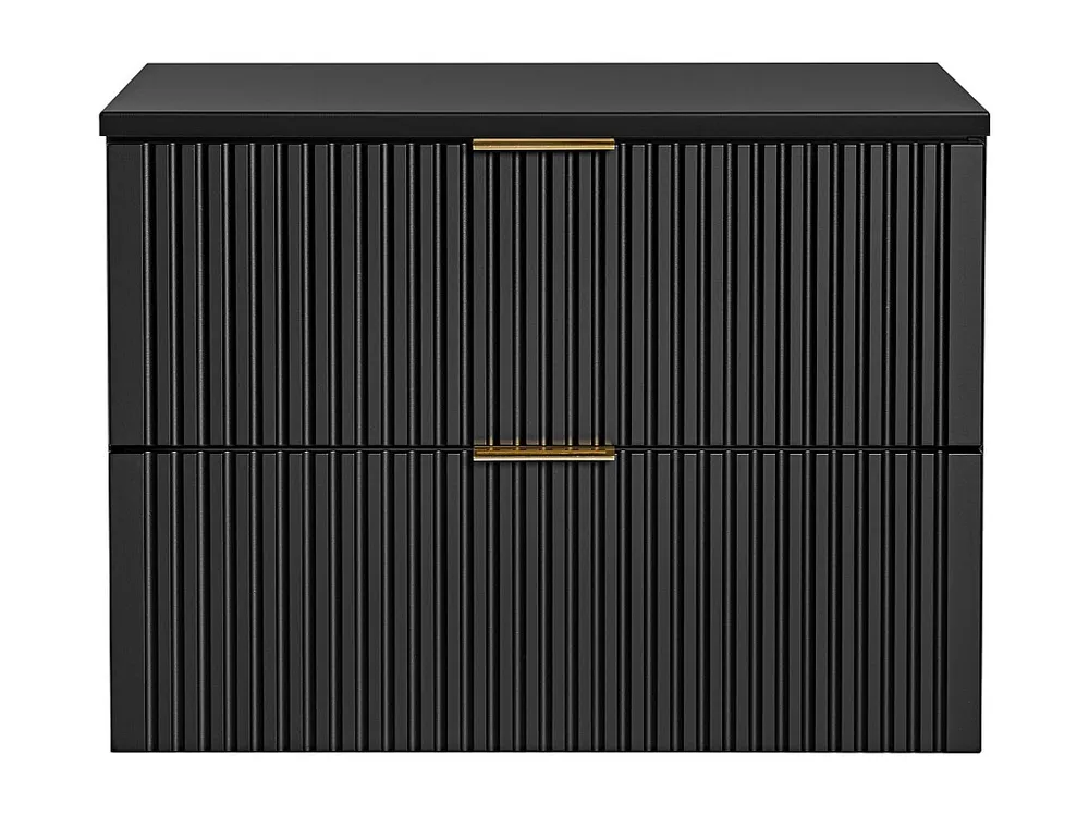 Zwart gestreept hangend meubel onder wastafel, L80 cm, ZEVARA