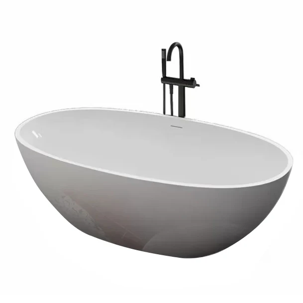 22.05-inch Lang Stone Oval Bathtub Soaking Freestanding Bath Matte