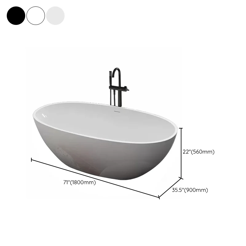 22.05-inch Lang Stone Oval Bathtub Soaking Freestanding Bath Matte