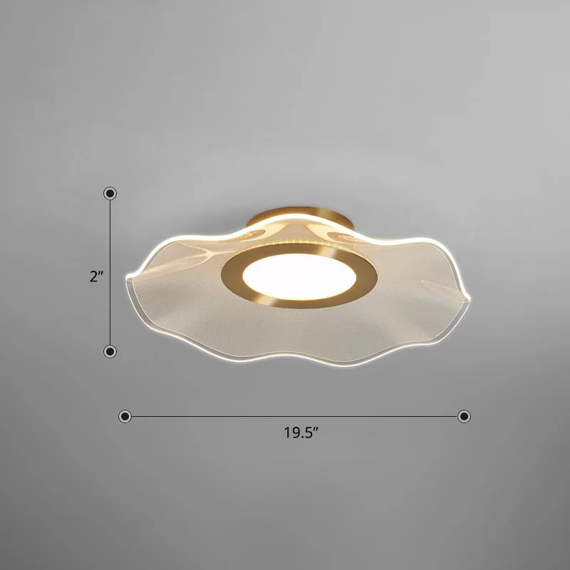Acrylic Lotus Leaf Ceiling Lighting Artistic Gouden Flush Mount LED Light Bedroom Gold