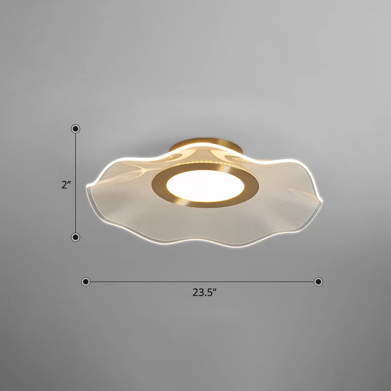 Acrylic Lotus Leaf Ceiling Lighting Artistic Gouden Flush Mount LED Light Bedroom Gold