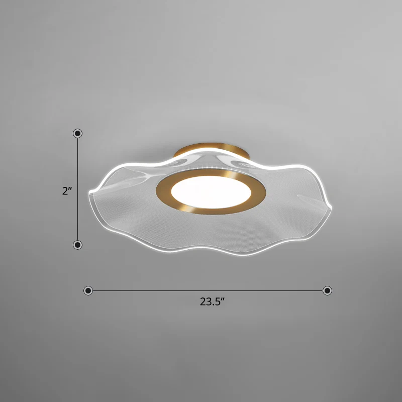 Acrylic Lotus Leaf Ceiling Lighting Artistic Gouden Flush Mount LED Light Bedroom Gold