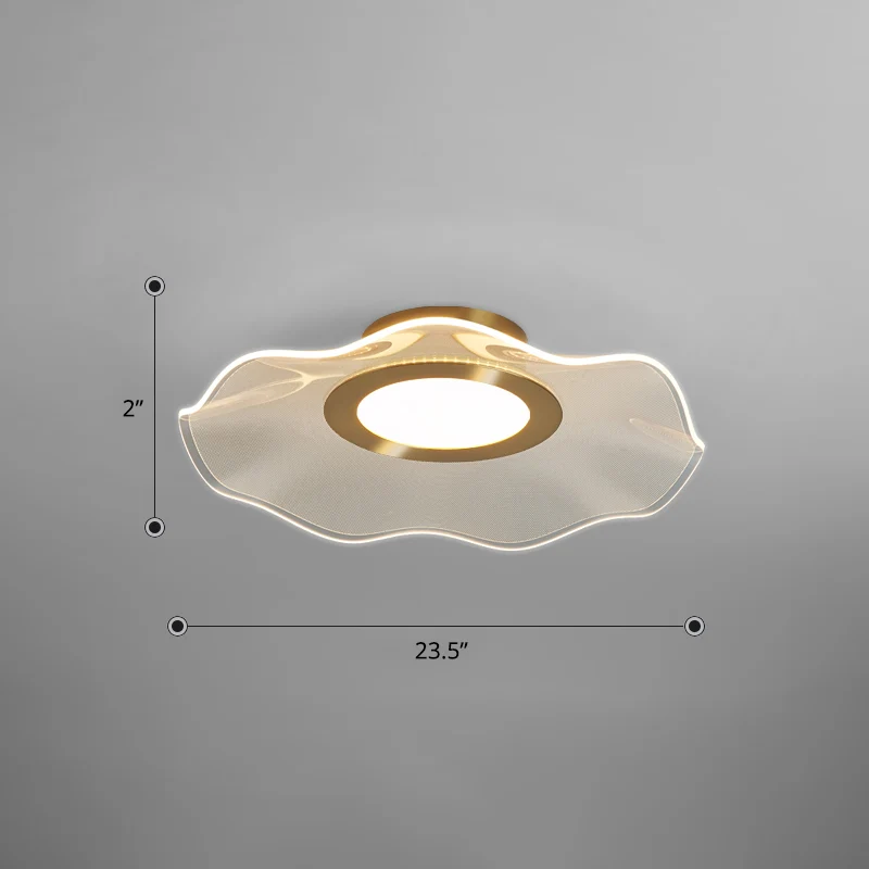 Acrylic Lotus Leaf Ceiling Lighting Artistic Gouden Flush Mount LED Light Bedroom Gold