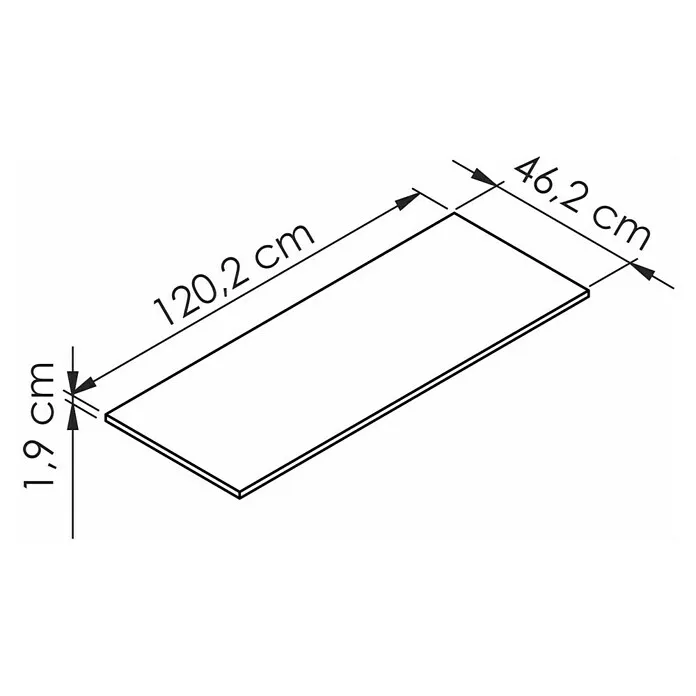 Allibert Wastafelblad Border - 46 x 120 x 1,9 cm, Zwart