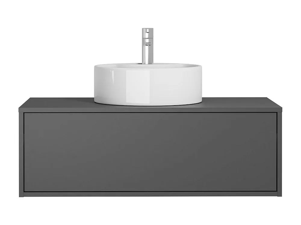 Antracietgrijs hangend badkamermeubel met enkele ronde wastafel - 94 cm - TEANA II