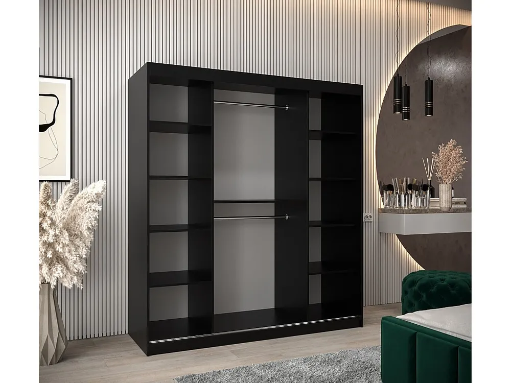 ARMARIO TOKYO DE PUERTAS CORREDERAS 200/180/62 2 puertas (Negro/Negro)