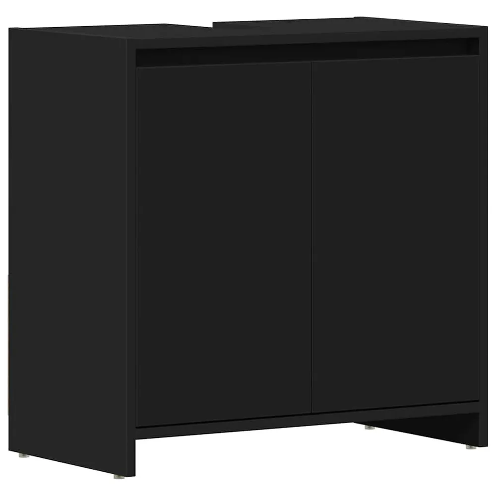 Badkamerkast 60x33x61 cm bewerkt hout zwart