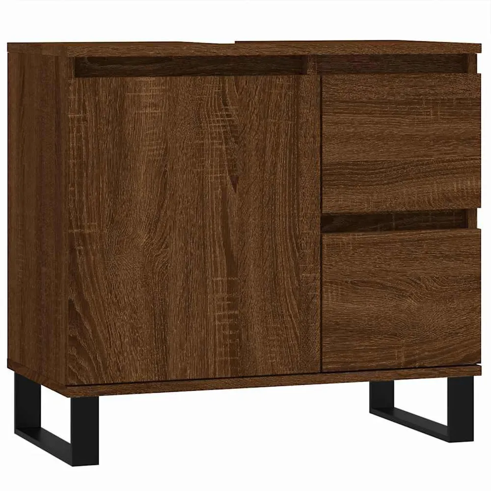Badkamerkast 65x33x60 cm bewerkt hout bruin eikenkleur