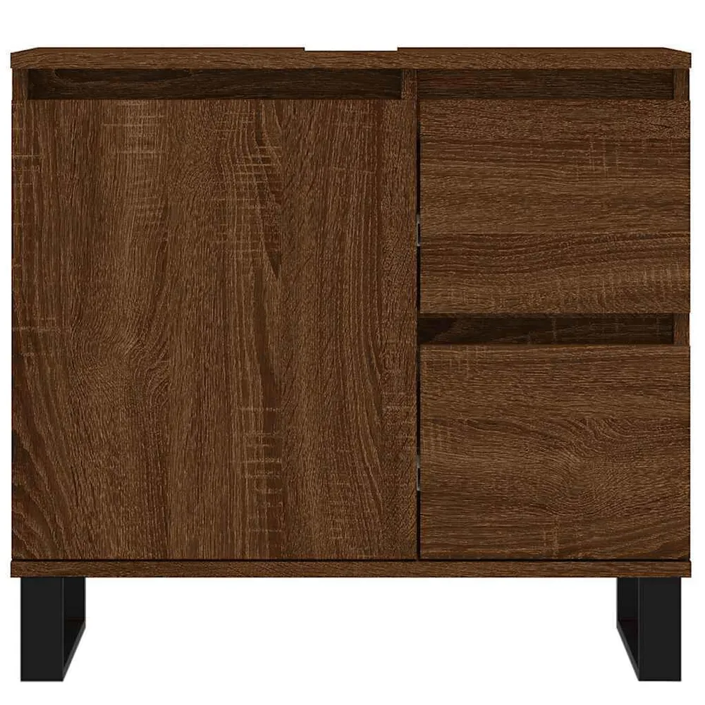 Badkamerkast 65x33x60 cm bewerkt hout bruin eikenkleur