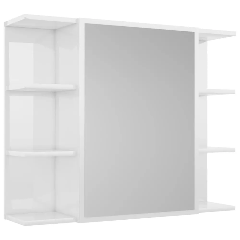 Badkamerspiegelkast 80x20,5x64 cm bewerkt hout hoogglans wit