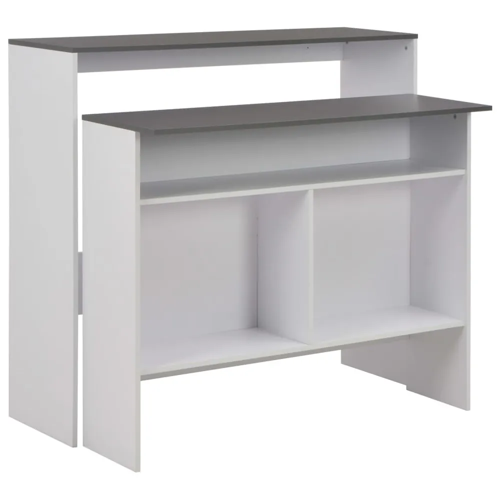 Bartafel met 2 tafelbladen 130x40x120 cm wit en grijs