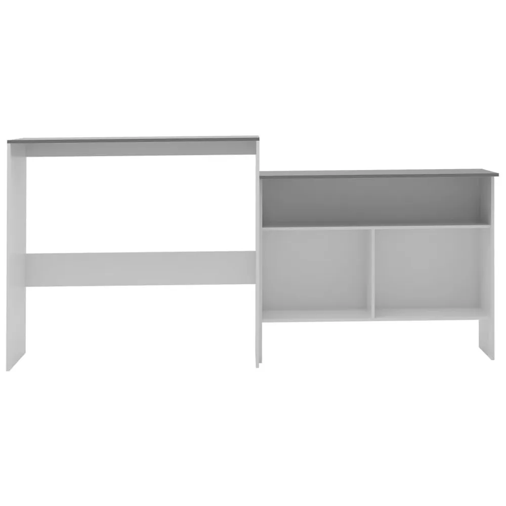 Bartafel met 2 tafelbladen 130x40x120 cm wit en grijs