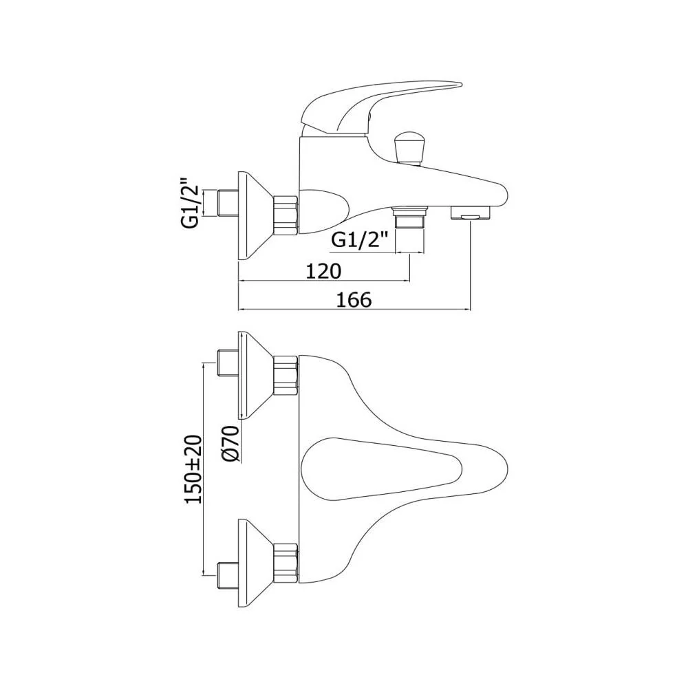 Bathtub/shower mixer articulated wall mount Duemila series Paffoni - Verchroomd