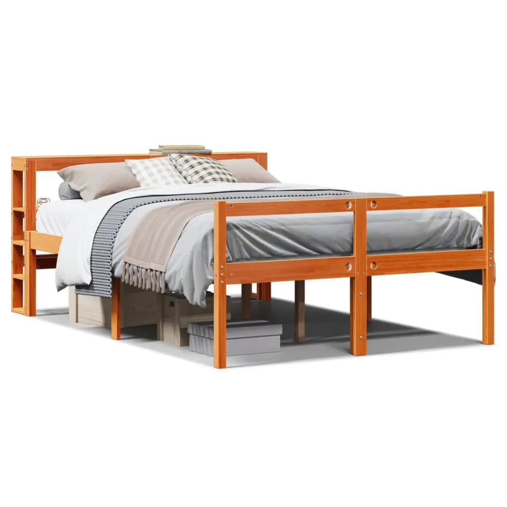 Bedframe met hoofdbord grenenhout wasbruin 140x200 cm