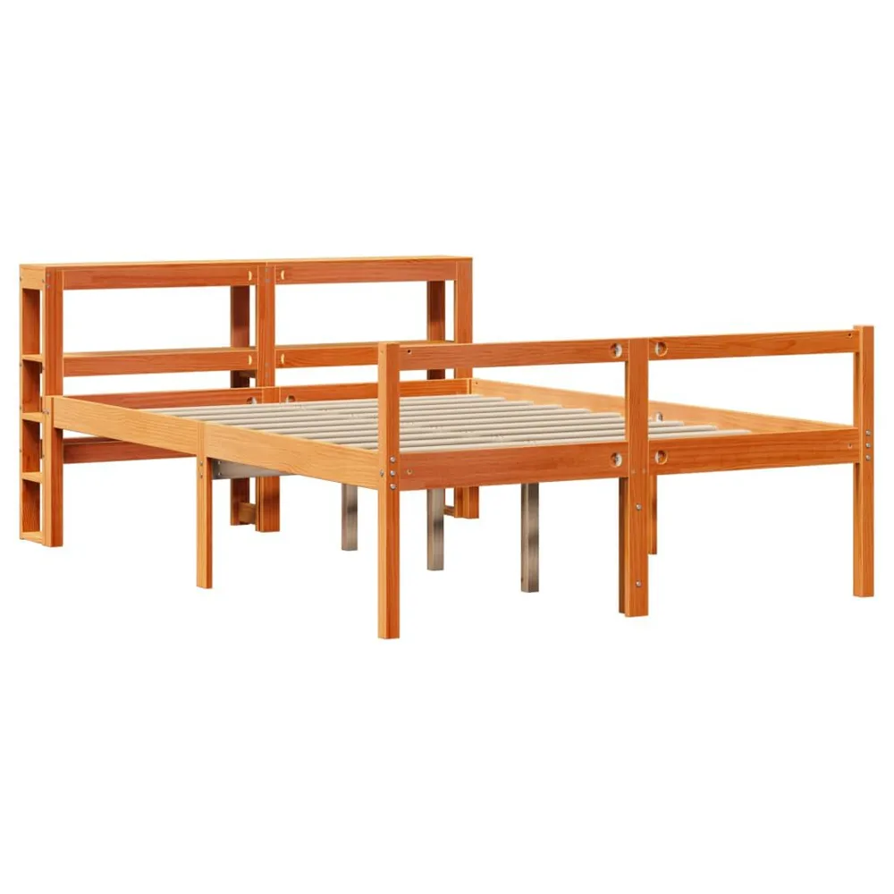 Bedframe met hoofdbord grenenhout wasbruin 140x200 cm