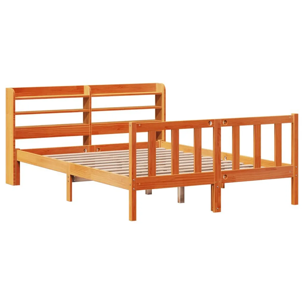Bedframe met hoofdbord grenenhout wasbruin 140x200 cm