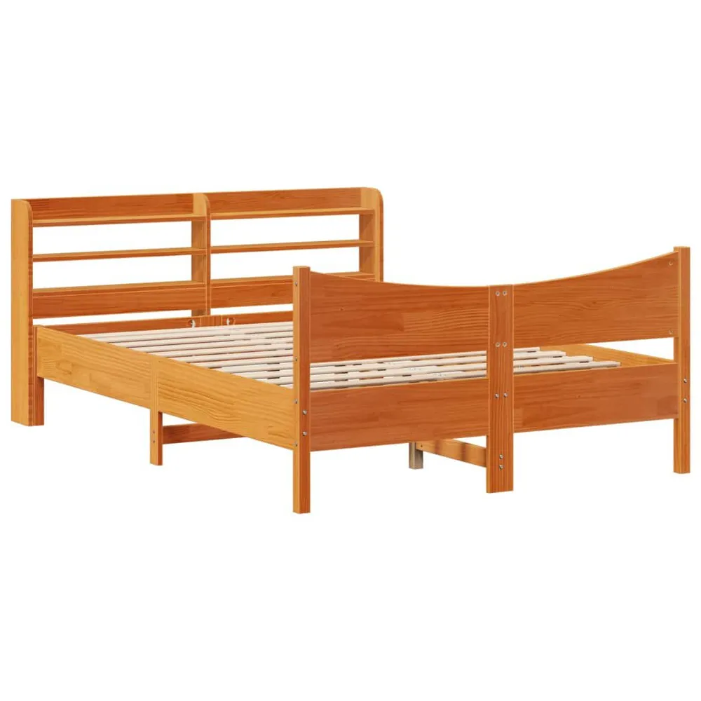 Bedframe met hoofdbord grenenhout wasbruin 140x200 cm