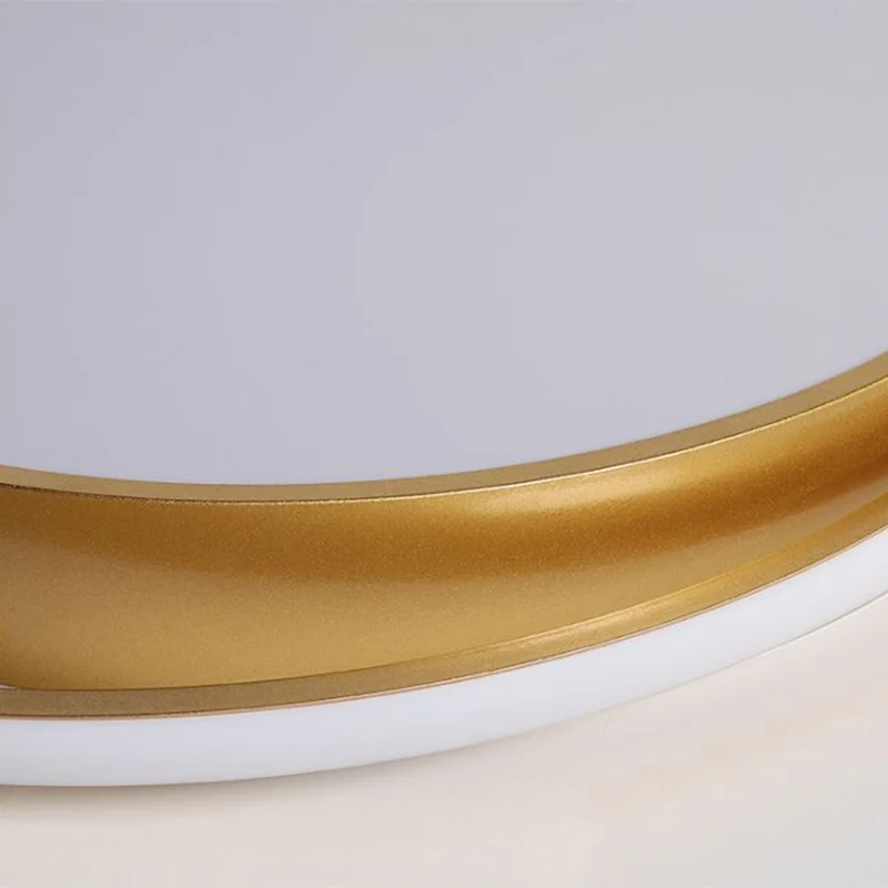 Bedroom LED Ceiling Mounted Light Simple Gold Finish Flushmount Round Plexiglas Shade Gold